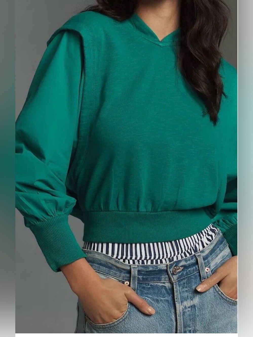 Pretty Green Sz M Pilcro Fabric Mix Hoodie from Anthropologie Cropped